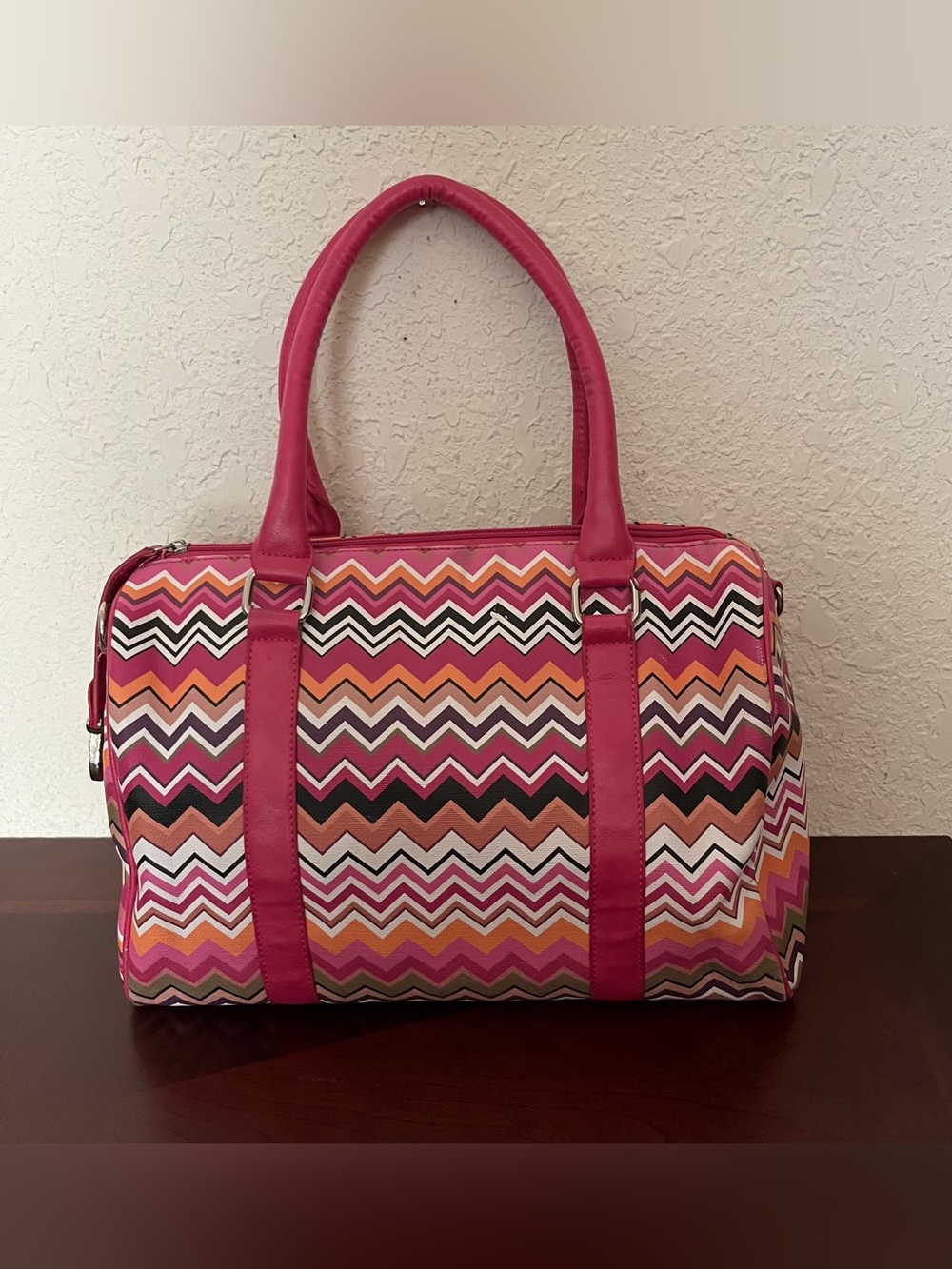 Chevron Pattern Pink Travel Duffel Bag